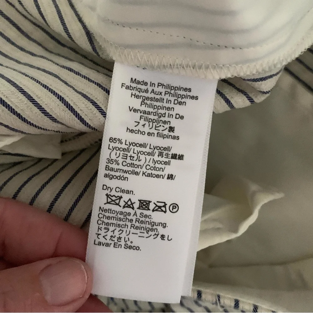 J. Crew Collection Cream Striped Women’s 18 Italian Seersucker Fabric Pants